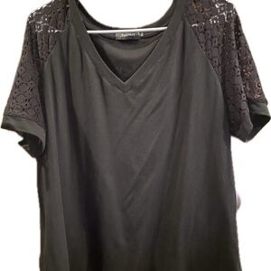 Black Lace Sleeve Women's Top
